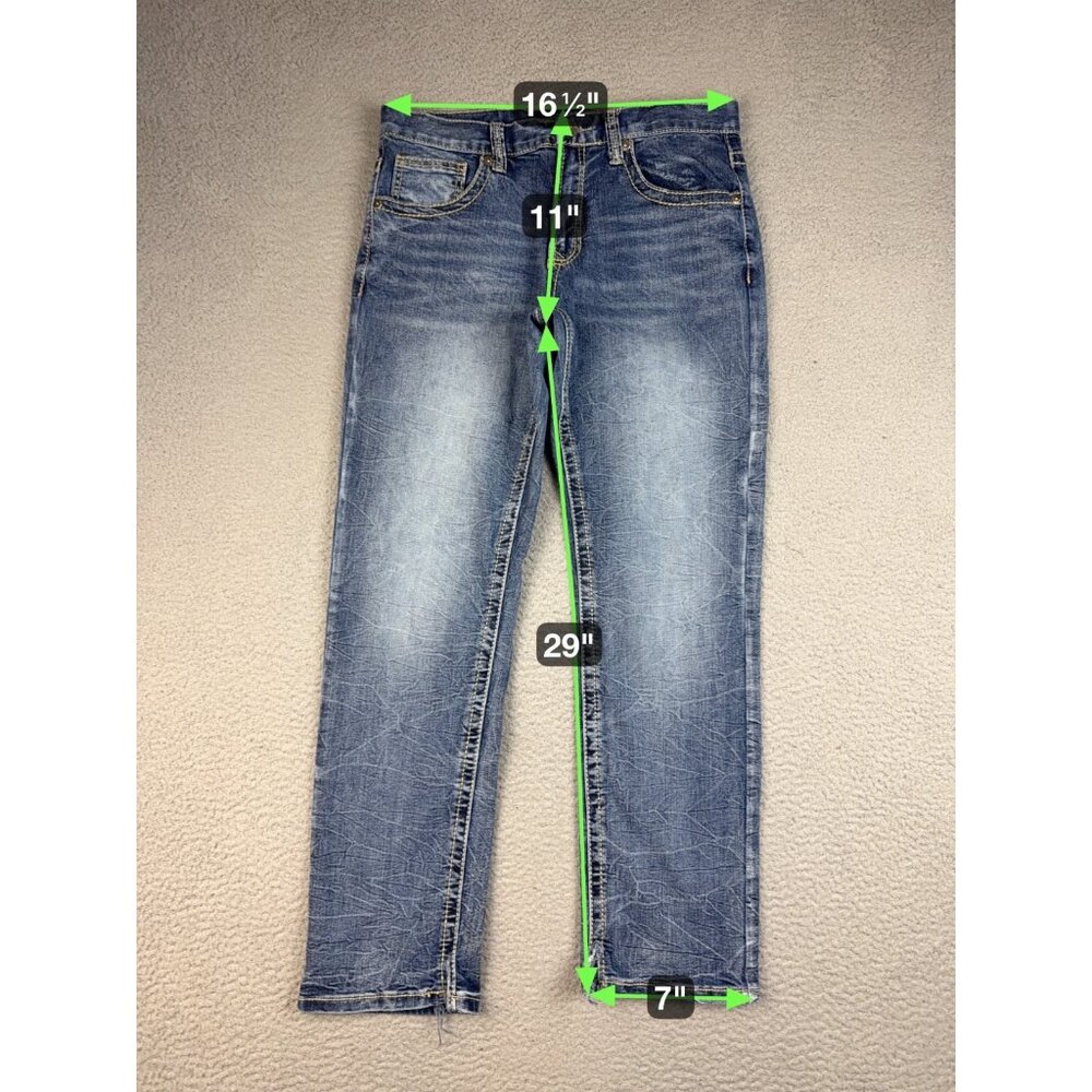 True Luck Jeans Mens 32x32 Slim Straight Leg Western Cowboy Faded Embroidered - Picture 3 of 6